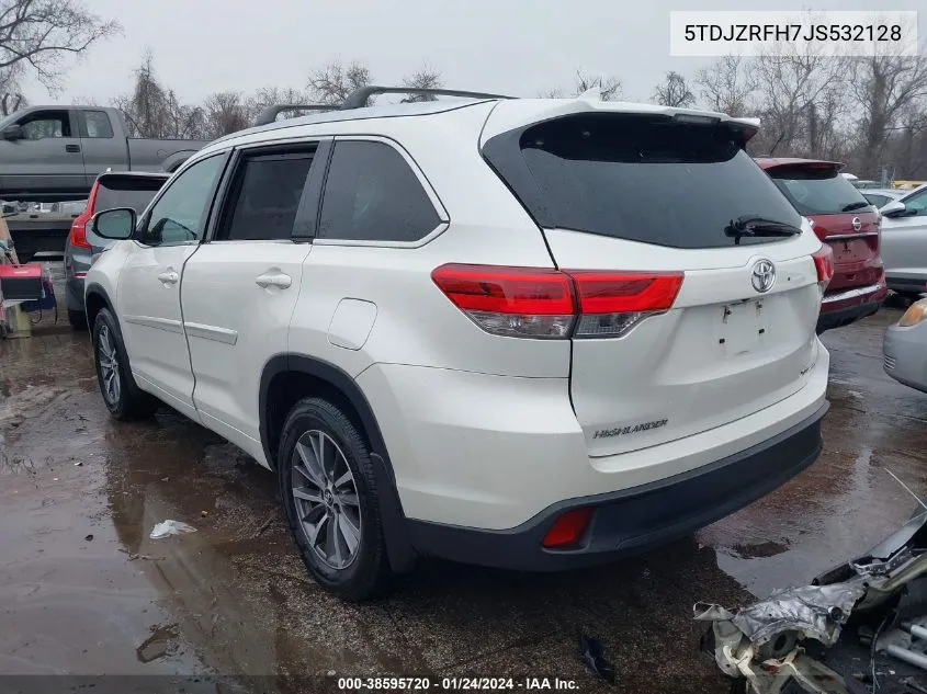 2018 Toyota Highlander Xle VIN: 5TDJZRFH7JS532128 Lot: 38595720