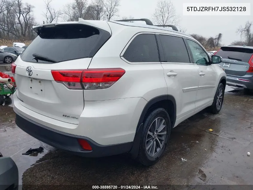 2018 Toyota Highlander Xle VIN: 5TDJZRFH7JS532128 Lot: 38595720