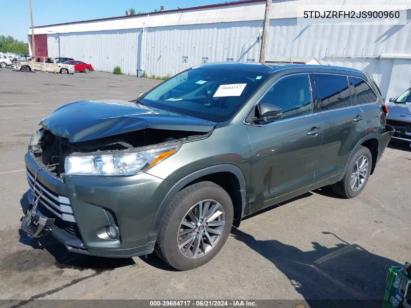 5TDJZRFH2JS900960 2018 Toyota Highlander Xle