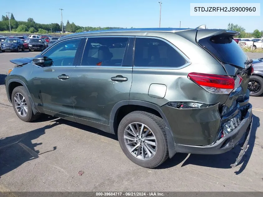 5TDJZRFH2JS900960 2018 Toyota Highlander Xle