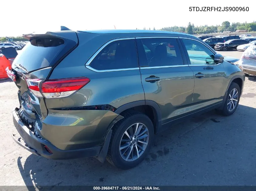 5TDJZRFH2JS900960 2018 Toyota Highlander Xle