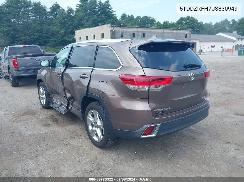 5TDDZRFH7JS830949 2018 Toyota Highlander Limited