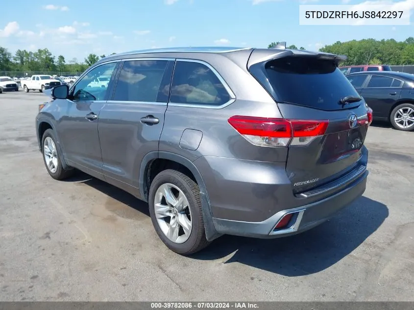 2018 Toyota Highlander Limited VIN: 5TDDZRFH6JS842297 Lot: 39782086