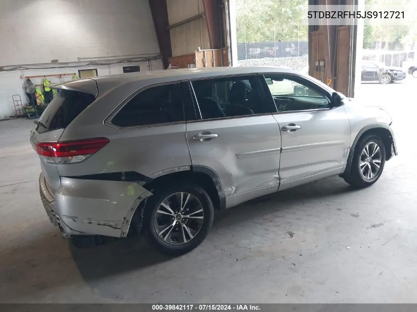 2018 Toyota Highlander Le VIN: 5TDBZRFH5JS912721 Lot: 39842117