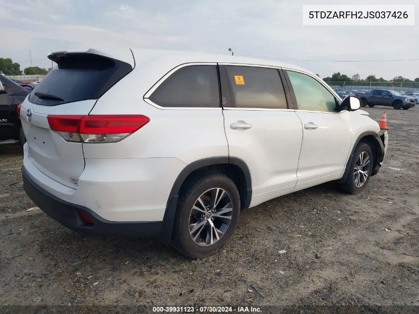 2018 Toyota Highlander Le VIN: 5TDZARFH2JS037426 Lot: 39931123