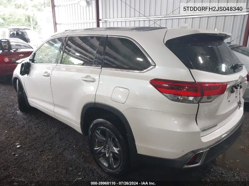 2018 Toyota Highlander Hybrid Limited Platinum VIN: 5TDDGRFH2JS048340 Lot: 39968110