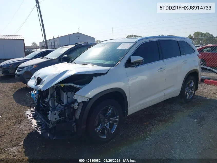 5TDDZRFHXJS914733 2018 Toyota Highlander Limited Platinum