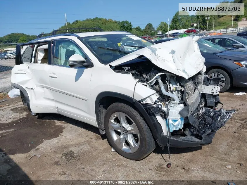 2018 Toyota Highlander Limited VIN: 5TDDZRFH9JS872703 Lot: 40131170