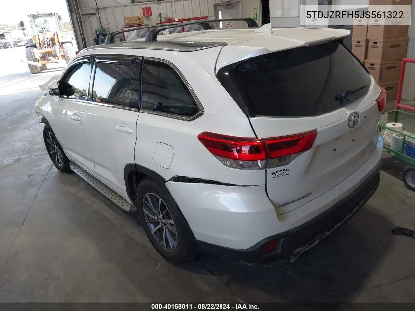 5TDJZRFH5JS561322 2018 Toyota Highlander Xle