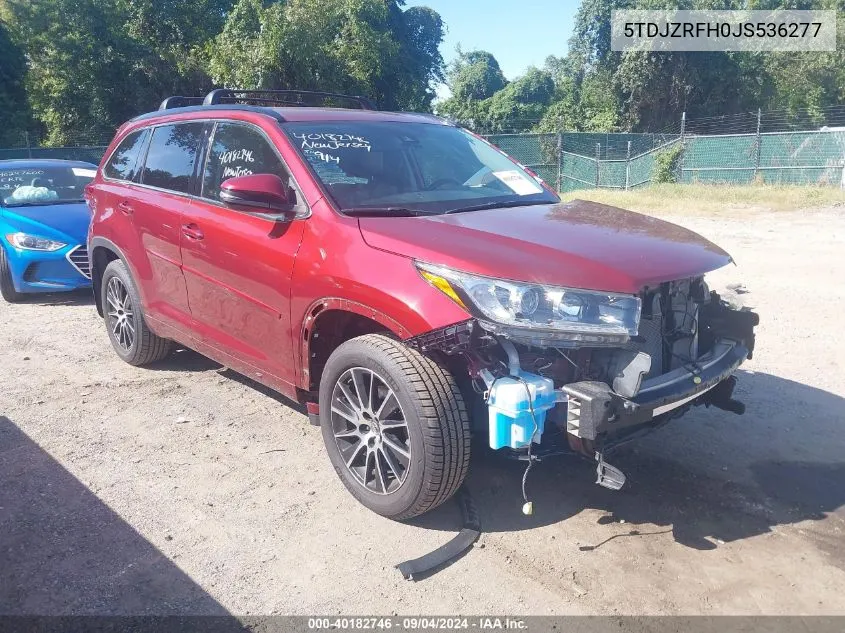 5TDJZRFH0JS536277 2018 Toyota Highlander Se