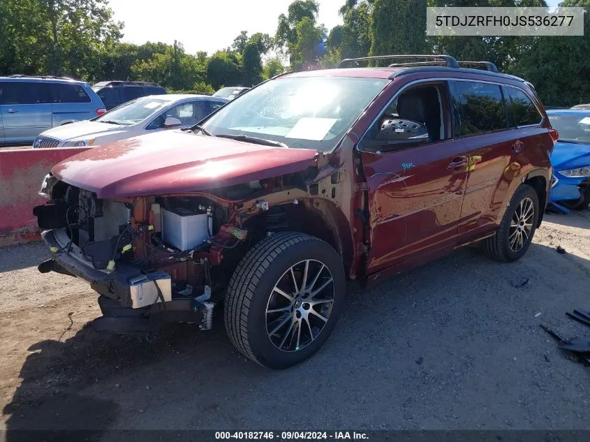 2018 Toyota Highlander Se VIN: 5TDJZRFH0JS536277 Lot: 40182746