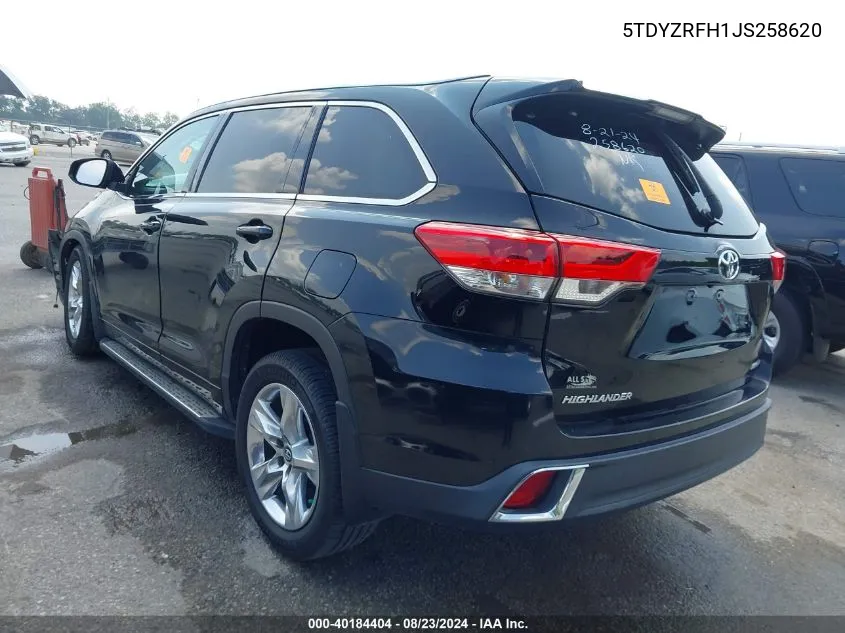 5TDYZRFH1JS258620 2018 Toyota Highlander Limited