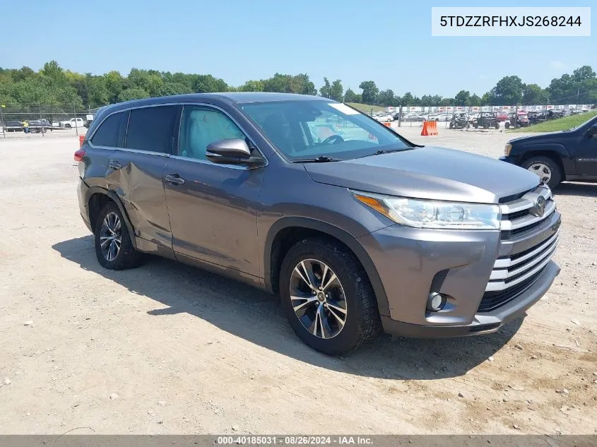 2018 Toyota Highlander Le Plus VIN: 5TDZZRFHXJS268244 Lot: 40185031