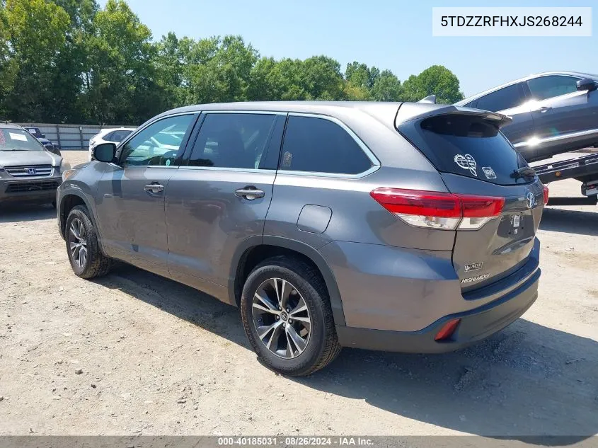 2018 Toyota Highlander Le Plus VIN: 5TDZZRFHXJS268244 Lot: 40185031