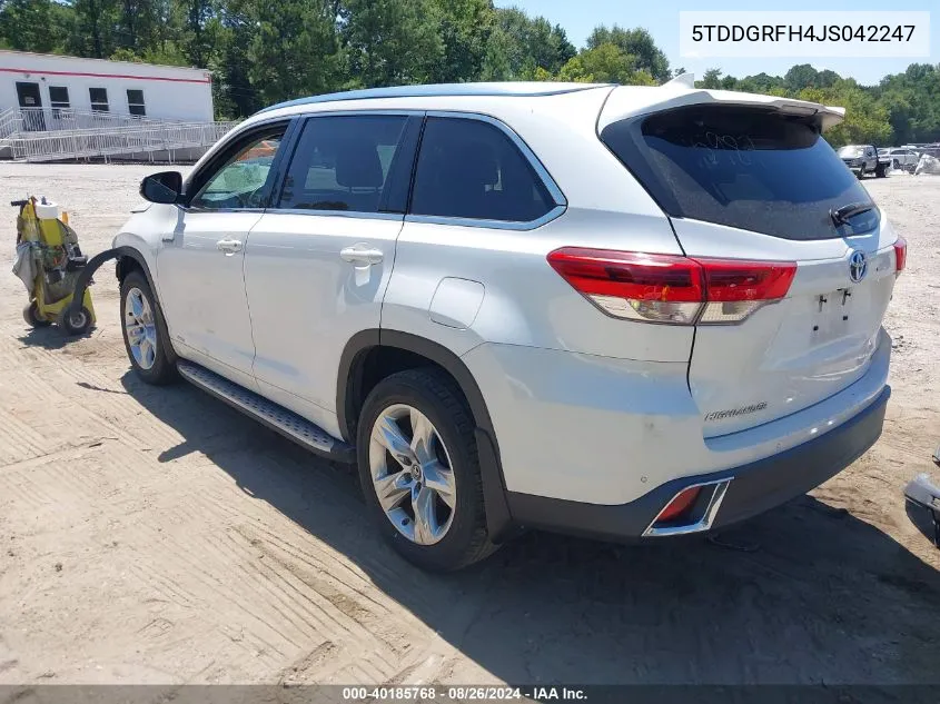 2018 Toyota Highlander Hybrid Limited VIN: 5TDDGRFH4JS042247 Lot: 40185768