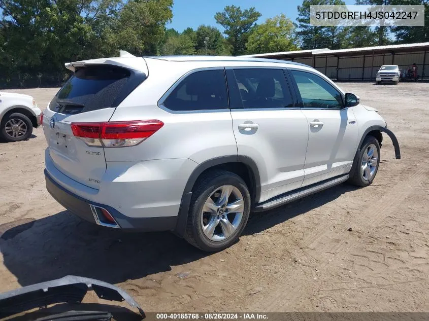 5TDDGRFH4JS042247 2018 Toyota Highlander Hybrid Limited