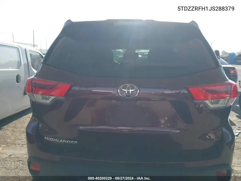 2018 Toyota Highlander Le VIN: 5TDZZRFH1JS288379 Lot: 40200329