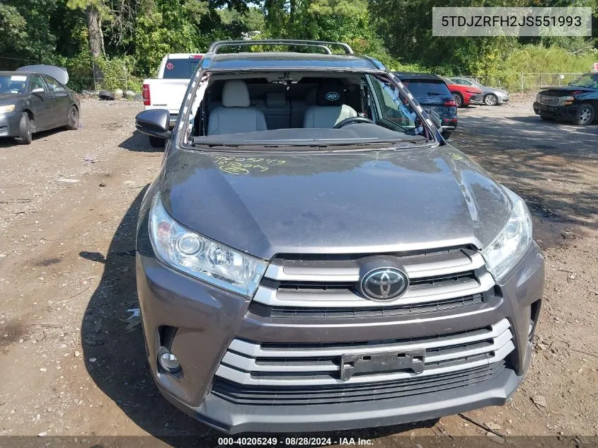 5TDJZRFH2JS551993 2018 Toyota Highlander Xle