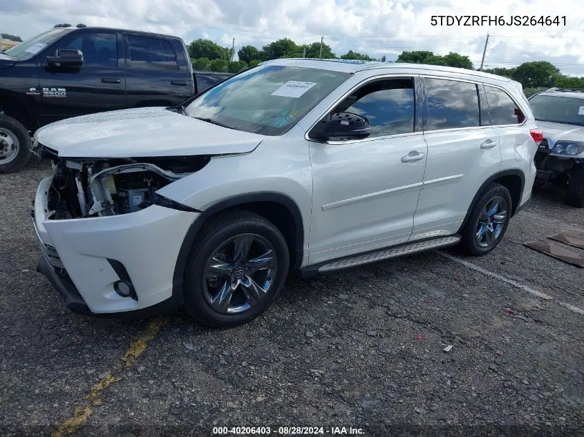 2018 Toyota Highlander Limited Platinum VIN: 5TDYZRFH6JS264641 Lot: 40206403