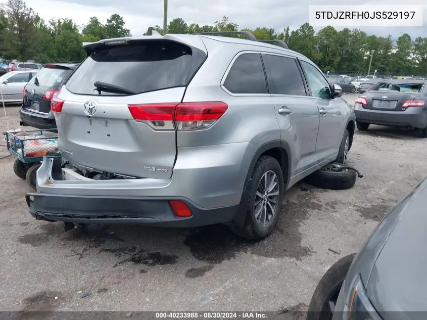 2018 Toyota Highlander Xle VIN: 5TDJZRFH0JS529197 Lot: 40233988