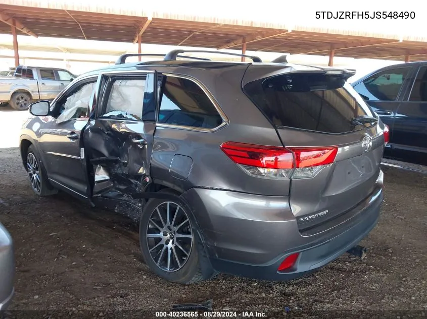 5TDJZRFH5JS548490 2018 Toyota Highlander Se