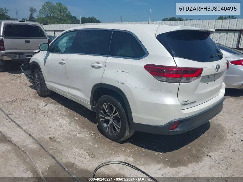 2018 Toyota Highlander Le VIN: 5TDZARFH3JS040495 Lot: 40240221