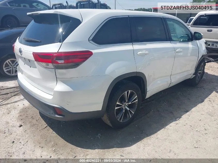 2018 Toyota Highlander Le VIN: 5TDZARFH3JS040495 Lot: 40240221