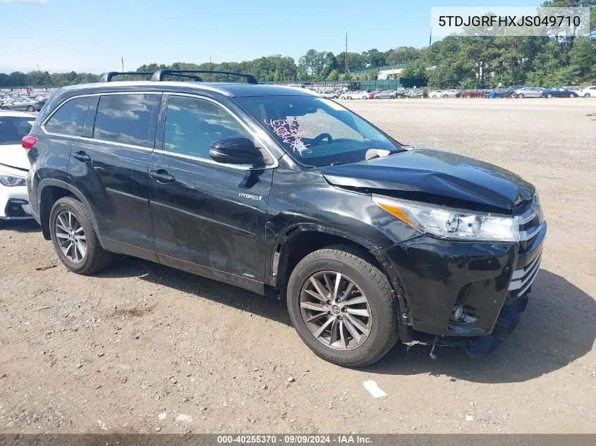 5TDJGRFHXJS049710 2018 Toyota Highlander Hybrid Xle