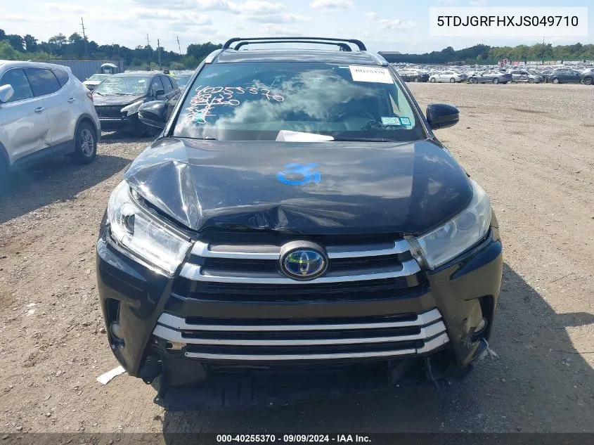 5TDJGRFHXJS049710 2018 Toyota Highlander Hybrid Xle