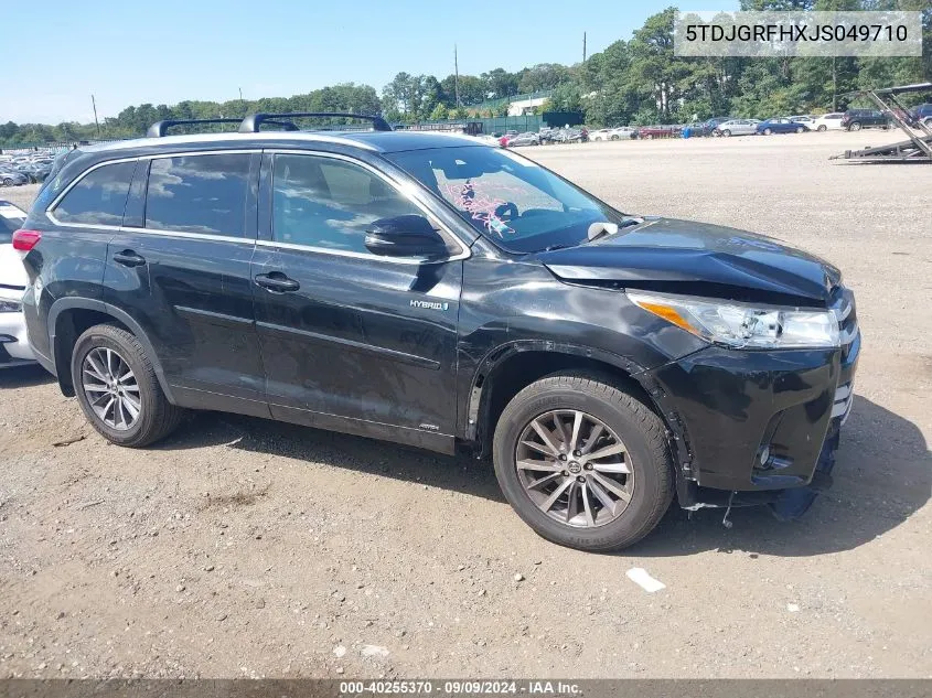 5TDJGRFHXJS049710 2018 Toyota Highlander Hybrid Xle