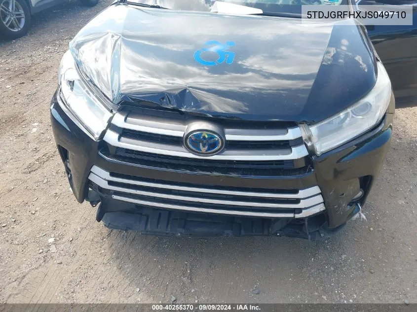 5TDJGRFHXJS049710 2018 Toyota Highlander Hybrid Xle