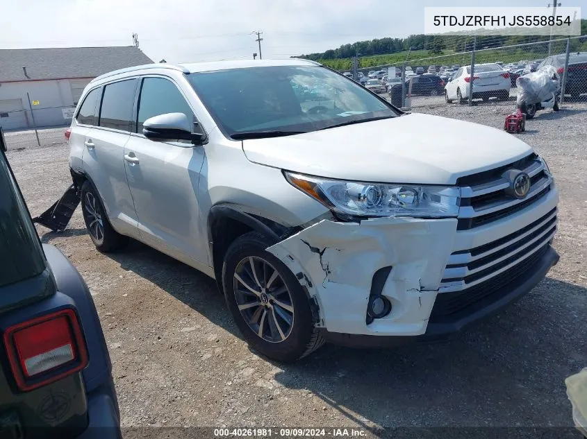 5TDJZRFH1JS558854 2018 Toyota Highlander Xle