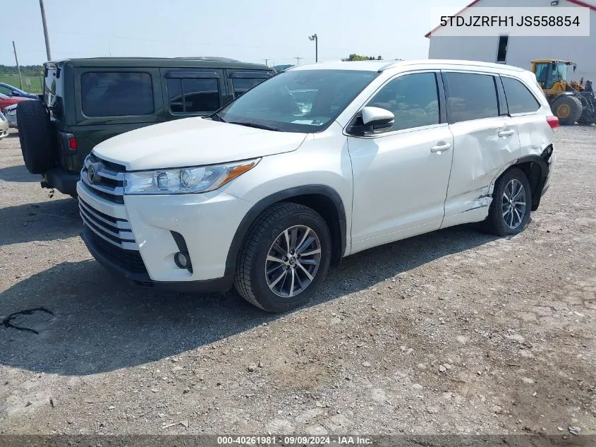 5TDJZRFH1JS558854 2018 Toyota Highlander Xle