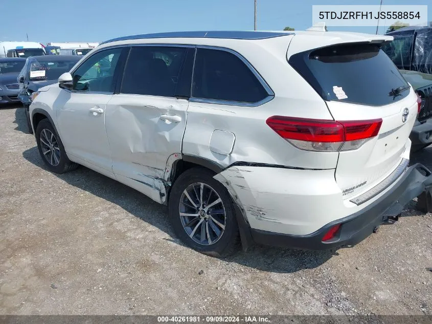 5TDJZRFH1JS558854 2018 Toyota Highlander Xle