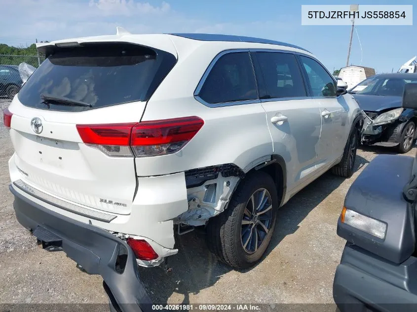 5TDJZRFH1JS558854 2018 Toyota Highlander Xle