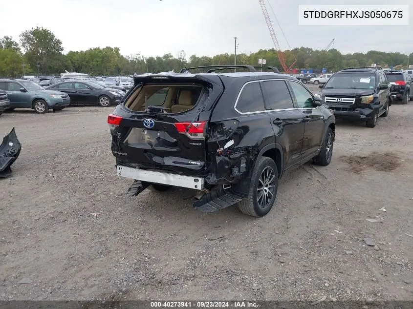 2018 Toyota Highlander Hybrid Limited Platinum VIN: 5TDDGRFHXJS050675 Lot: 40273941