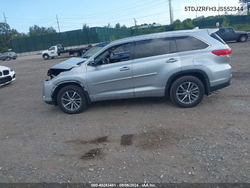 5TDJZRFH3JS552344 2018 Toyota Highlander Xle