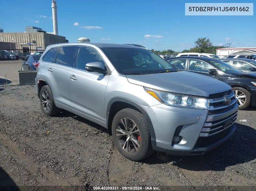 2018 Toyota Highlander Le/Le Plus VIN: 5TDBZRFH1JS491662 Lot: 40289331