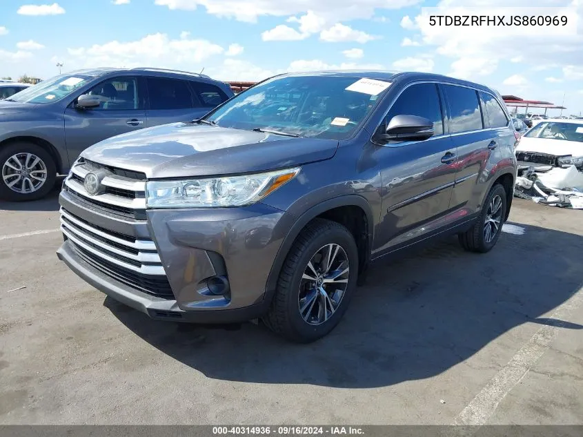 2018 Toyota Highlander Le VIN: 5TDBZRFHXJS860969 Lot: 40314936