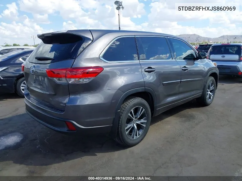 2018 Toyota Highlander Le VIN: 5TDBZRFHXJS860969 Lot: 40314936