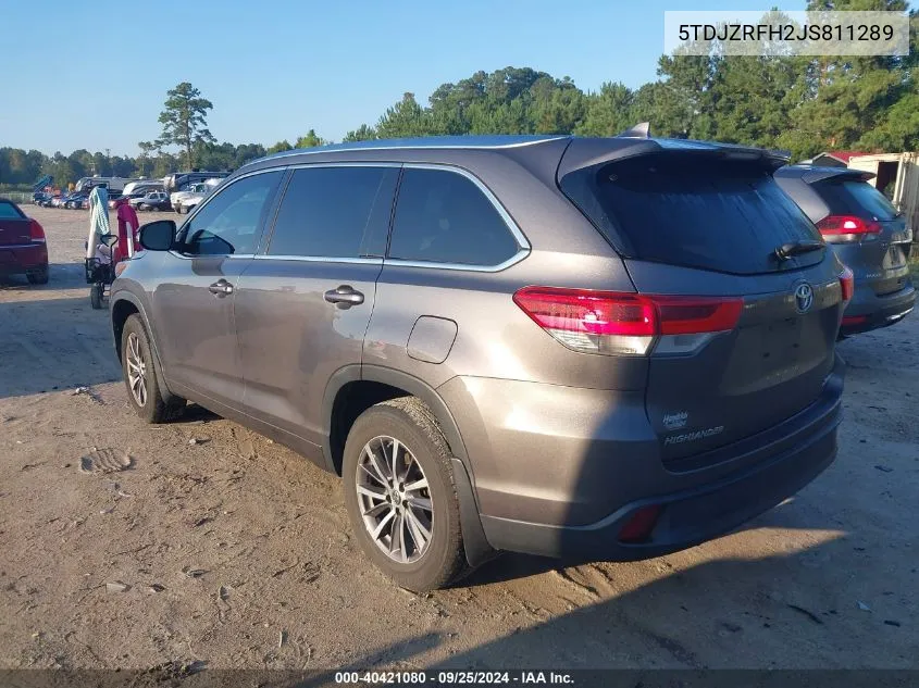 2018 Toyota Highlander Xle VIN: 5TDJZRFH2JS811289 Lot: 40421080