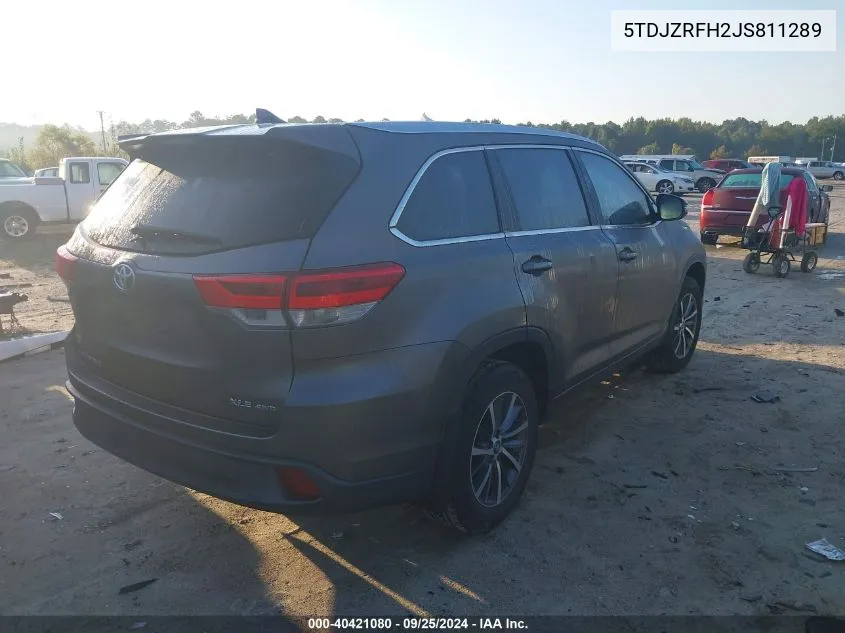 2018 Toyota Highlander Xle VIN: 5TDJZRFH2JS811289 Lot: 40421080