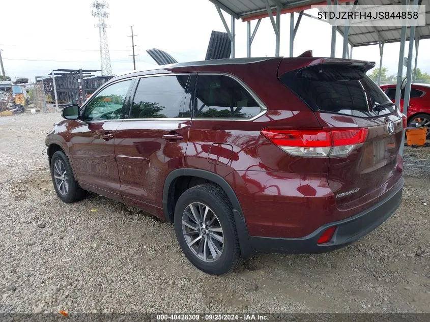 5TDJZRFH4JS844858 2018 Toyota Highlander Xle