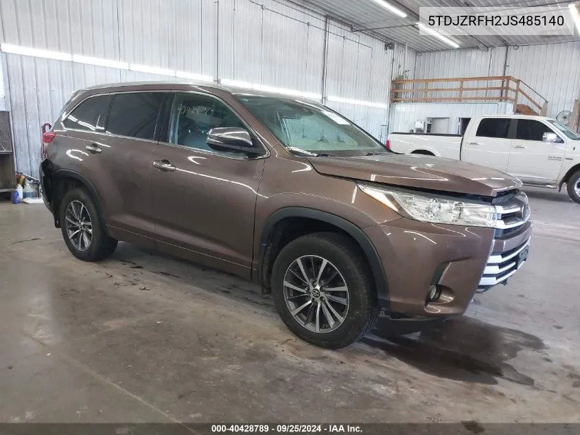 2018 Toyota Highlander Xle VIN: 5TDJZRFH2JS485140 Lot: 40428789