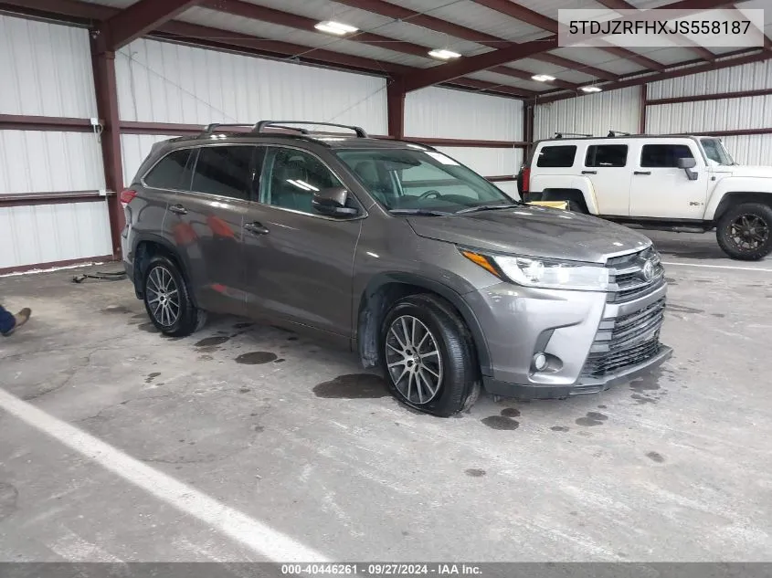 5TDJZRFHXJS558187 2018 Toyota Highlander Se