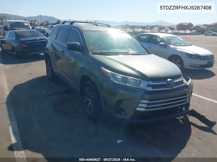 2018 Toyota Highlander Le VIN: 5TDZZRFHXJS287408 Lot: 40460627