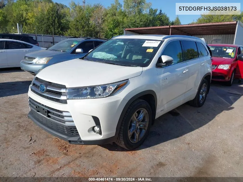 2018 Toyota Highlander Hybrid Limited Platinum VIN: 5TDDGRFH3JS038173 Lot: 40461474