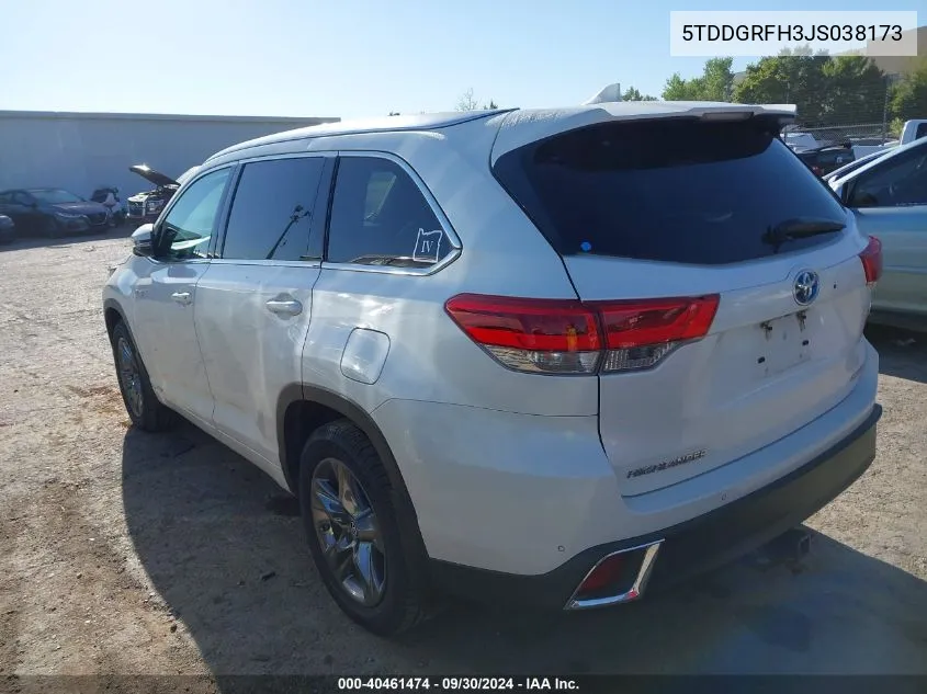 2018 Toyota Highlander Hybrid Limited Platinum VIN: 5TDDGRFH3JS038173 Lot: 40461474