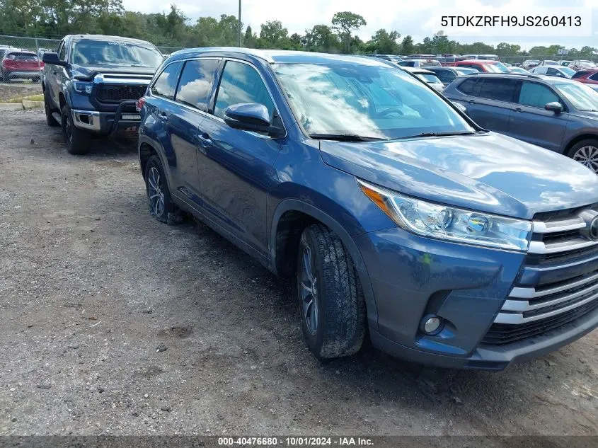 5TDKZRFH9JS260413 2018 Toyota Highlander Se/Xle