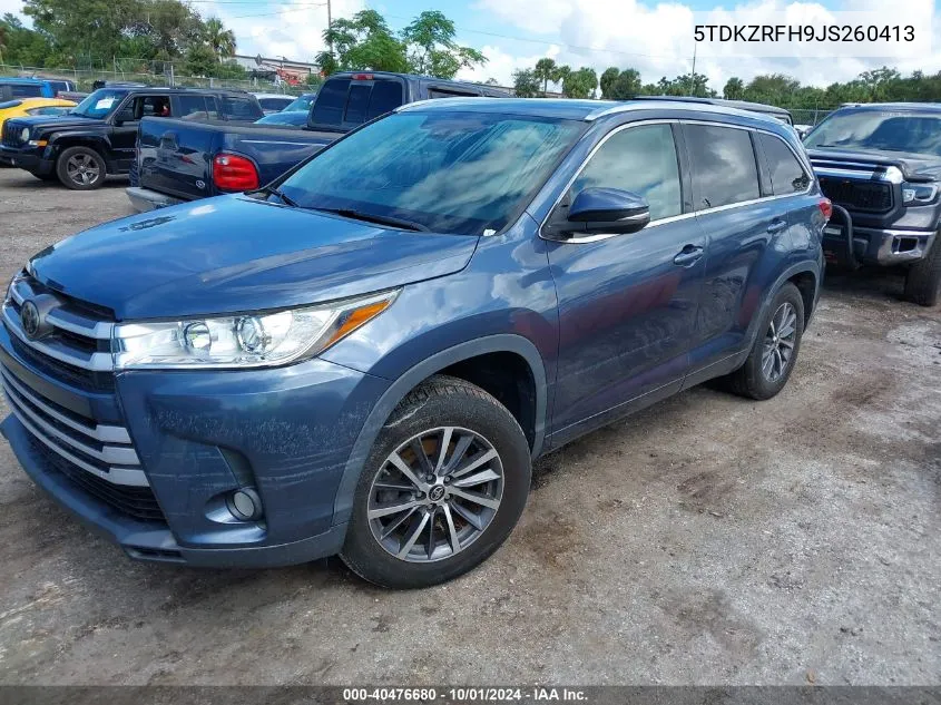 2018 Toyota Highlander Se/Xle VIN: 5TDKZRFH9JS260413 Lot: 40476680